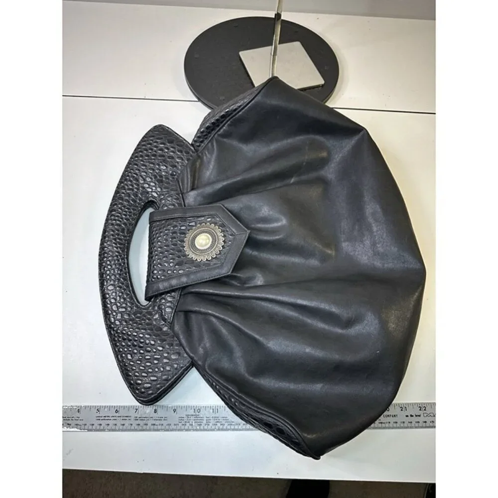EURO Lambskin Black 70s 80s Vintage Diamond Handbag Shoulder Bag Vintage